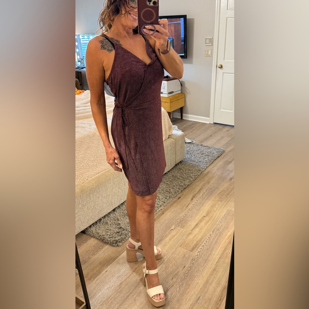 H&M Deep Red Wrap Midi Dress